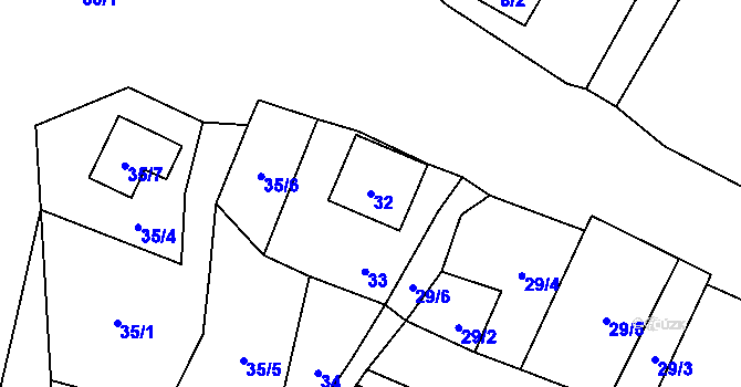 Parcela st. 32 v KÚ Vlčí Důl, Katastrální mapa