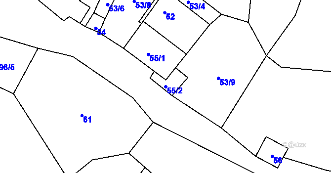 Parcela st. 55/2 v KÚ Vlčí Důl, Katastrální mapa