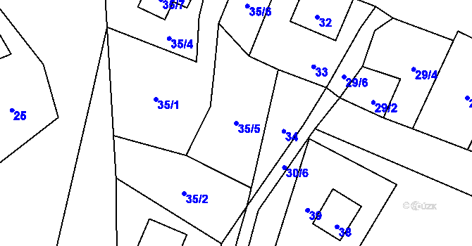 Parcela st. 35/5 v KÚ Vlčí Důl, Katastrální mapa