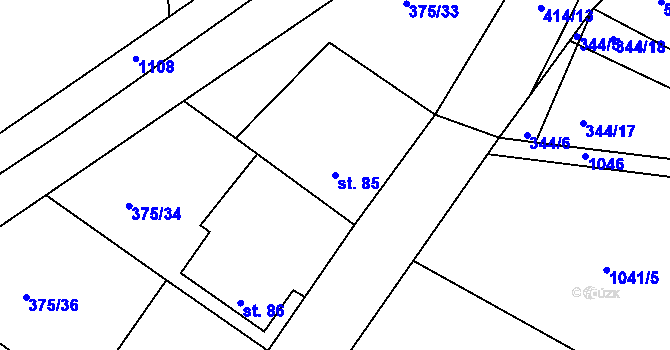 Parcela st. 85 v KÚ Vlčí Habřina, Katastrální mapa