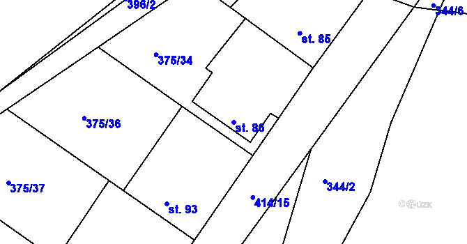Parcela st. 86 v KÚ Vlčí Habřina, Katastrální mapa