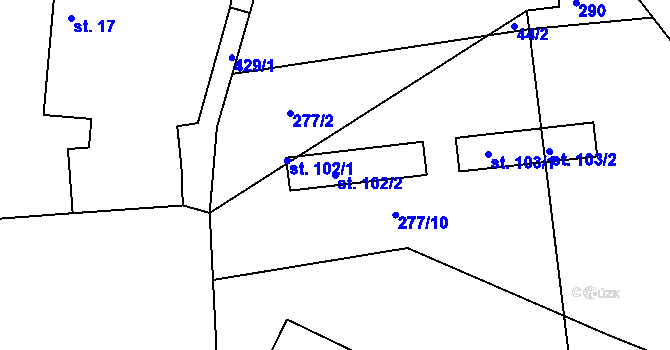 Parcela st. 102/2 v KÚ Vlčí Habřina, Katastrální mapa