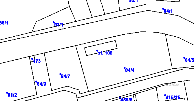 Parcela st. 108 v KÚ Vlčí Habřina, Katastrální mapa