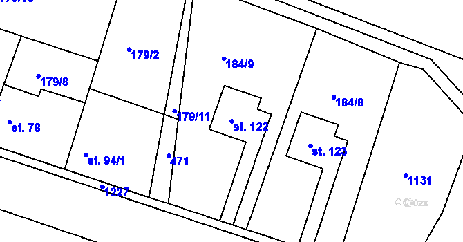 Parcela st. 122 v KÚ Vlčí Habřina, Katastrální mapa