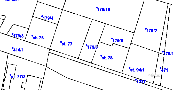 Parcela st. 179/6 v KÚ Vlčí Habřina, Katastrální mapa