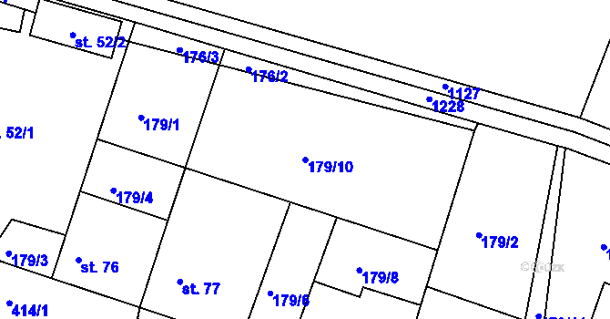 Parcela st. 179/10 v KÚ Vlčí Habřina, Katastrální mapa
