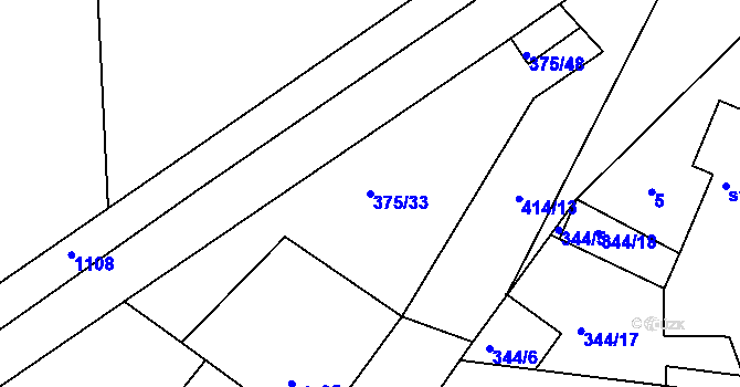 Parcela st. 375/33 v KÚ Vlčí Habřina, Katastrální mapa