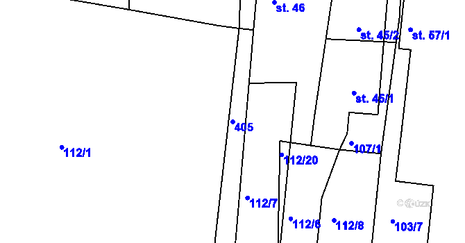Parcela st. 405 v KÚ Vlčí Habřina, Katastrální mapa