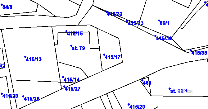 Parcela st. 415/17 v KÚ Vlčí Habřina, Katastrální mapa