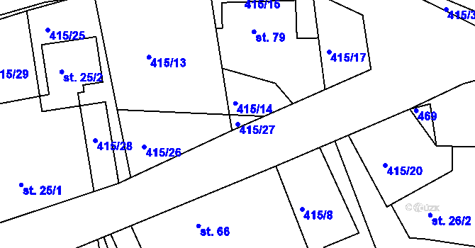 Parcela st. 415/27 v KÚ Vlčí Habřina, Katastrální mapa