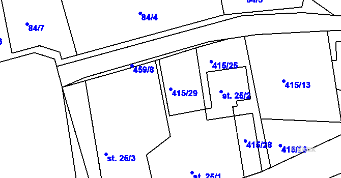 Parcela st. 415/29 v KÚ Vlčí Habřina, Katastrální mapa