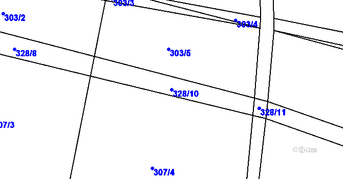 Parcela st. 328/10 v KÚ Vlčí Habřina, Katastrální mapa