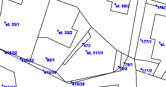 Parcela st. 472 v KÚ Vlčí Habřina, Katastrální mapa