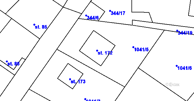 Parcela st. 172 v KÚ Vlčí Habřina, Katastrální mapa