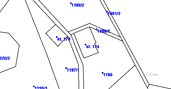 Parcela st. 174 v KÚ Vlčí Hora, Katastrální mapa