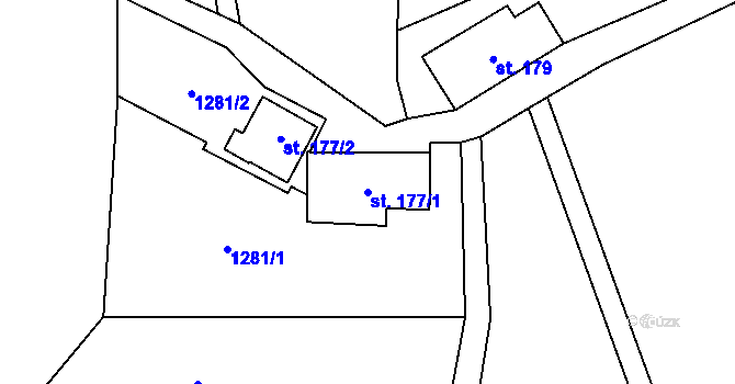 Parcela st. 177/1 v KÚ Vlčí Hora, Katastrální mapa