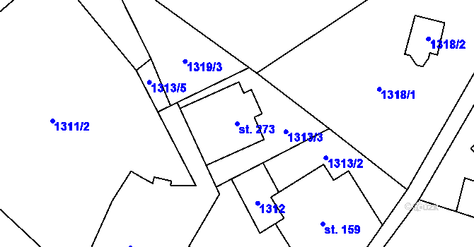 Parcela st. 273 v KÚ Vlčí Hora, Katastrální mapa