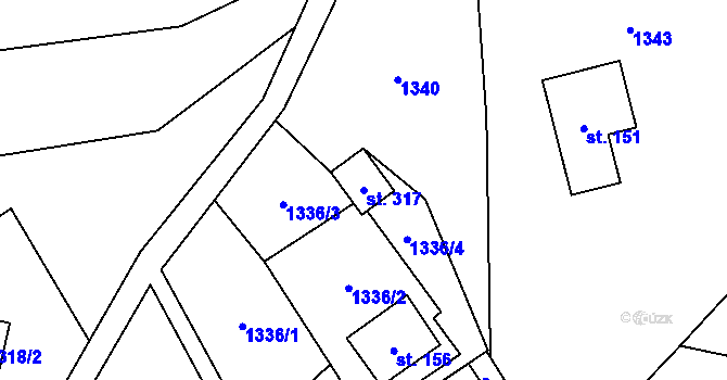Parcela st. 317 v KÚ Vlčí Hora, Katastrální mapa