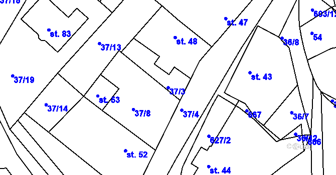 Parcela st. 37/3 v KÚ Vlčí Pole, Katastrální mapa