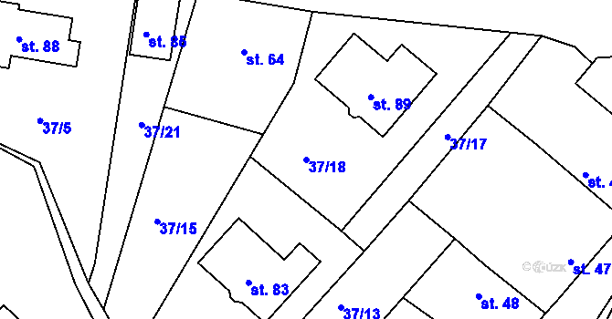 Parcela st. 37/18 v KÚ Vlčí Pole, Katastrální mapa