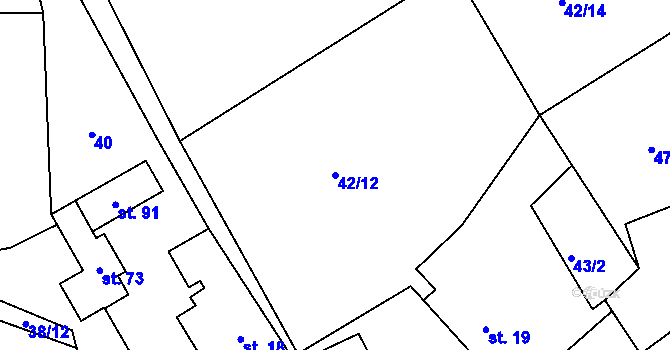 Parcela st. 42/12 v KÚ Vlčí Pole, Katastrální mapa