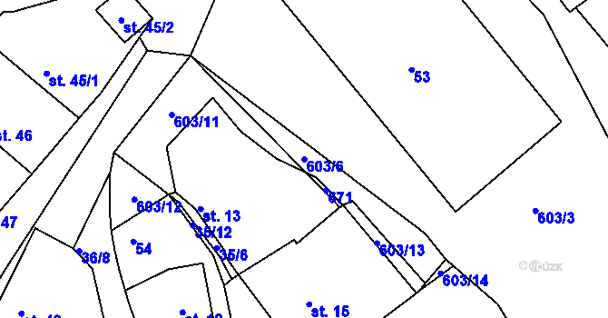 Parcela st. 603/6 v KÚ Vlčí Pole, Katastrální mapa
