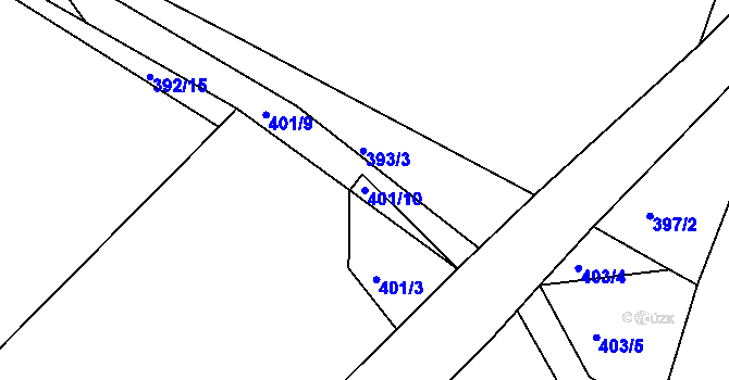 Parcela st. 401/10 v KÚ Vlčí Pole, Katastrální mapa