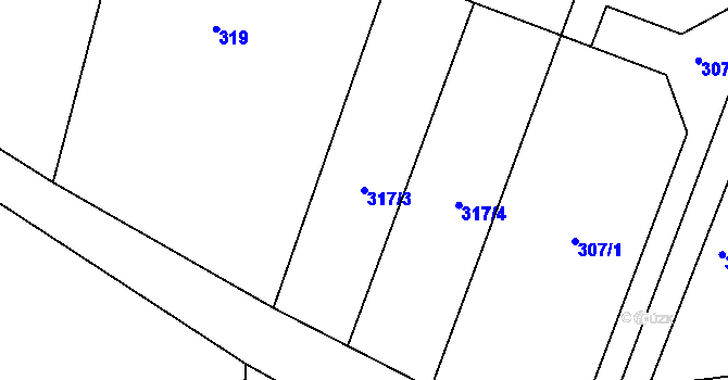 Parcela st. 317/3 v KÚ Vlčí Pole, Katastrální mapa