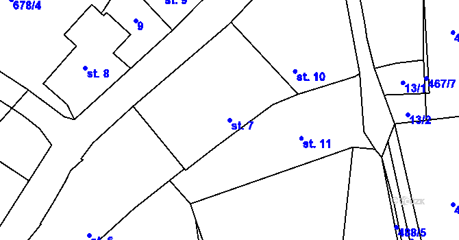 Parcela st. 7 v KÚ Vlčice u Blovic, Katastrální mapa