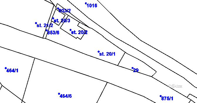 Parcela st. 20/1 v KÚ Vlčice u Blovic, Katastrální mapa