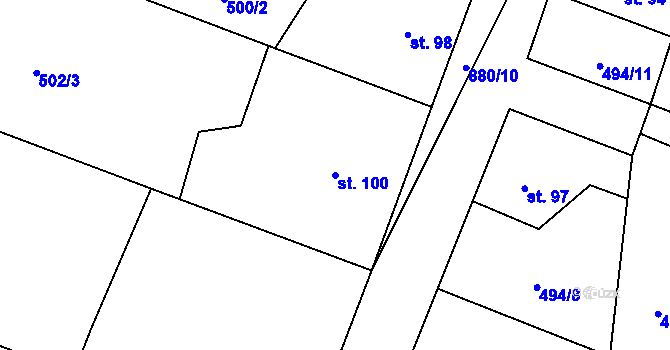 Parcela st. 100 v KÚ Vlčice u Blovic, Katastrální mapa