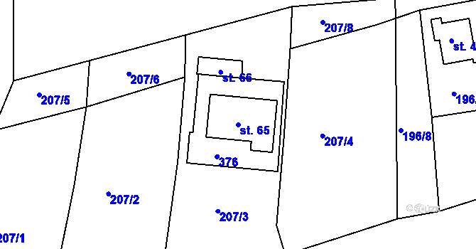 Parcela st. 65 v KÚ Hrádeček, Katastrální mapa