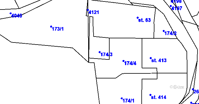 Parcela st. 174/3 v KÚ Vlčice u Trutnova, Katastrální mapa