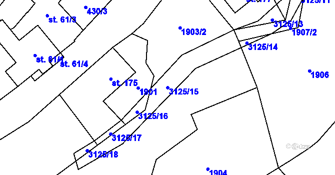 Parcela st. 3125/15 v KÚ Vlčice u Javorníka, Katastrální mapa