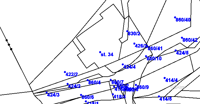 Parcela st. 34 v KÚ Vojtovice, Katastrální mapa