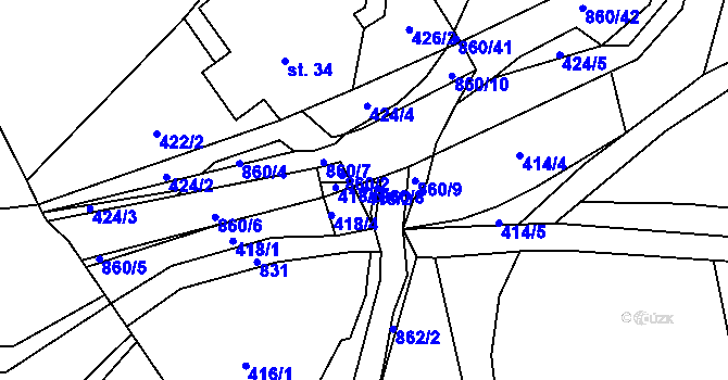 Parcela st. 418/2 v KÚ Vojtovice, Katastrální mapa