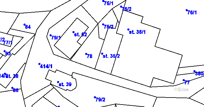 Parcela st. 35/2 v KÚ Vlčkov, Katastrální mapa