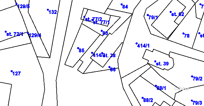 Parcela st. 38 v KÚ Vlčkov, Katastrální mapa