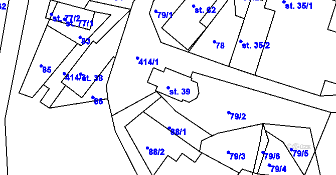 Parcela st. 39 v KÚ Vlčkov, Katastrální mapa