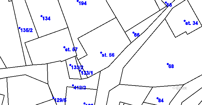 Parcela st. 56 v KÚ Vlčkov, Katastrální mapa
