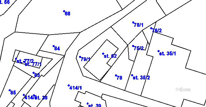 Parcela st. 62 v KÚ Vlčkov, Katastrální mapa