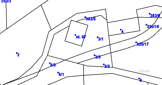 Parcela st. 3 v KÚ Vlčkov, Katastrální mapa