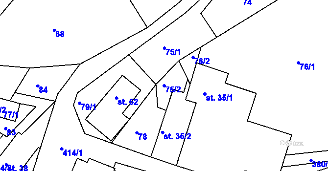 Parcela st. 75/2 v KÚ Vlčkov, Katastrální mapa