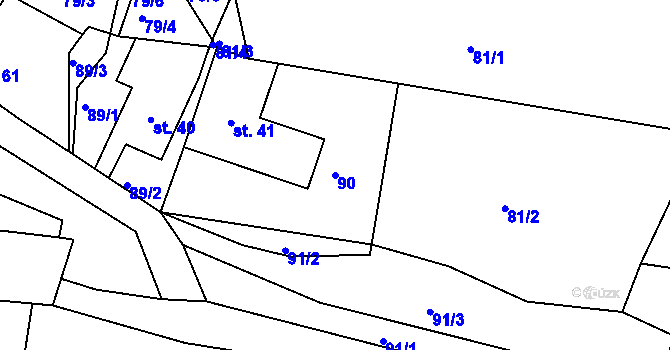 Parcela st. 90 v KÚ Vlčkov, Katastrální mapa