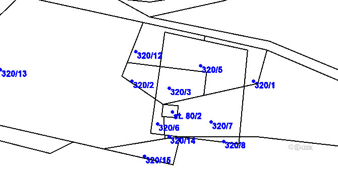 Parcela st. 320/3 v KÚ Vlčkov, Katastrální mapa