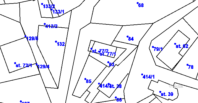 Parcela st. 77/1 v KÚ Vlčkov, Katastrální mapa