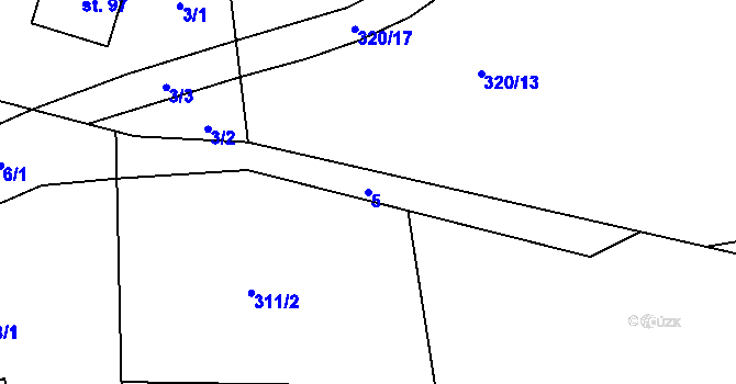 Parcela st. 5 v KÚ Vlčkov, Katastrální mapa