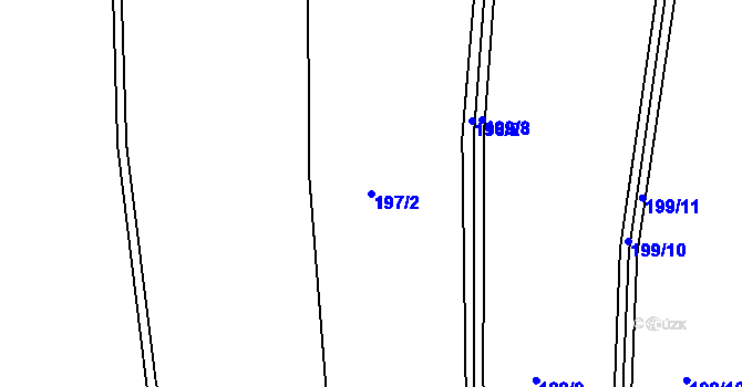 Parcela st. 197/2 v KÚ Vlčkov, Katastrální mapa