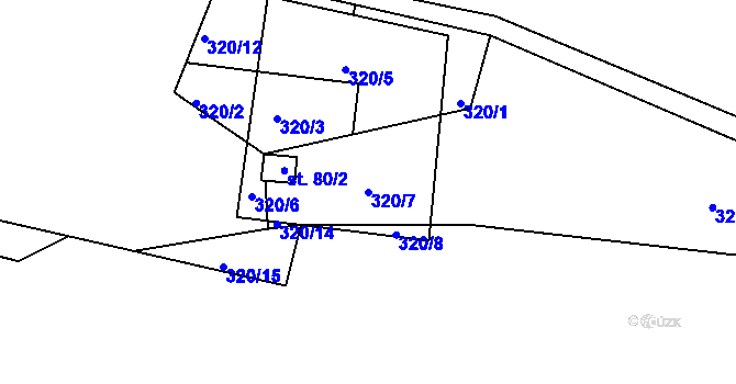 Parcela st. 320/7 v KÚ Vlčkov, Katastrální mapa