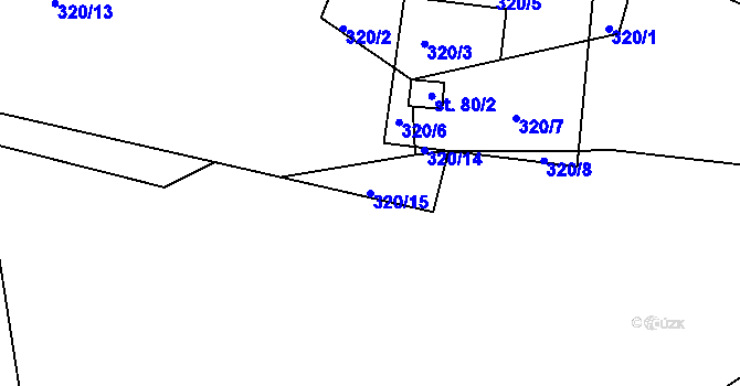 Parcela st. 320/15 v KÚ Vlčkov, Katastrální mapa